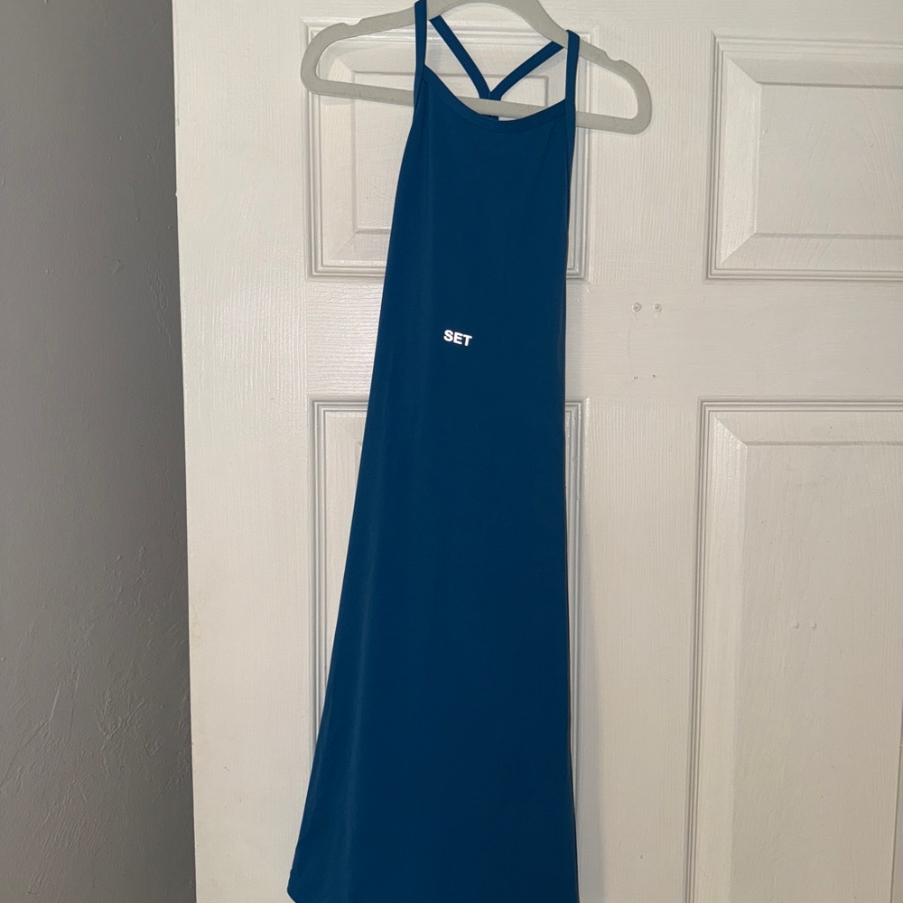 SET Active Vibrant Blue Sporty Tank Backless Workout Dress